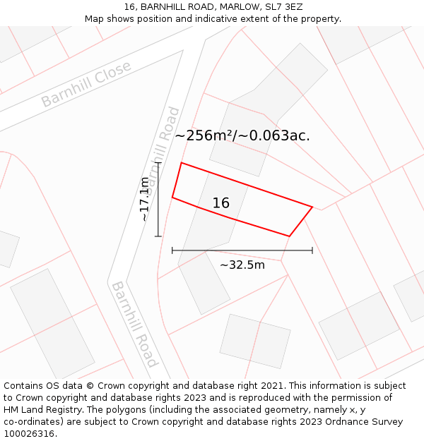 16, BARNHILL ROAD, MARLOW, SL7 3EZ: Plot and title map