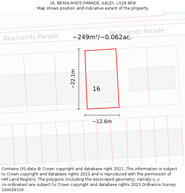 16, BEANLANDS PARADE, ILKLEY, LS29 8EW: Plot and title map