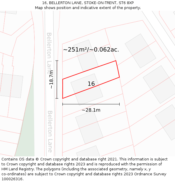 16, BELLERTON LANE, STOKE-ON-TRENT, ST6 8XP: Plot and title map