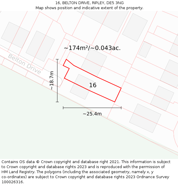 16, BELTON DRIVE, RIPLEY, DE5 3NG: Plot and title map