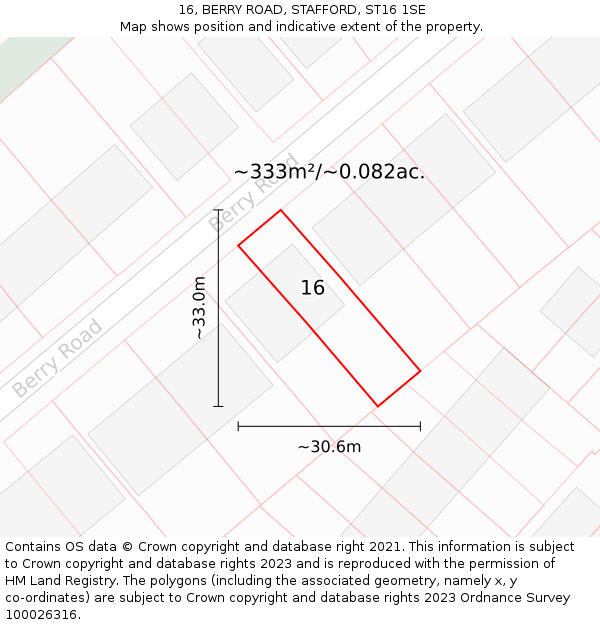 16, BERRY ROAD, STAFFORD, ST16 1SE: Plot and title map
