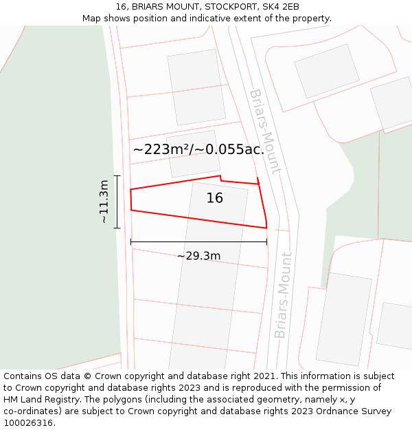 16, BRIARS MOUNT, STOCKPORT, SK4 2EB: Plot and title map