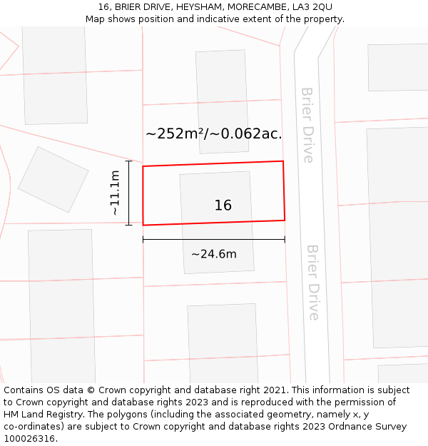 16, BRIER DRIVE, HEYSHAM, MORECAMBE, LA3 2QU: Plot and title map