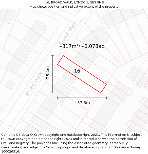 16, BROAD WALK, LONDON, SE3 8NB: Plot and title map