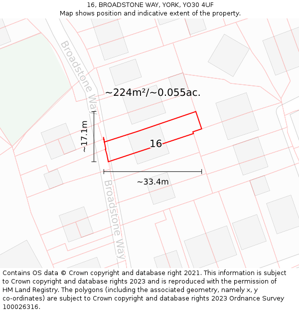 16, BROADSTONE WAY, YORK, YO30 4UF: Plot and title map