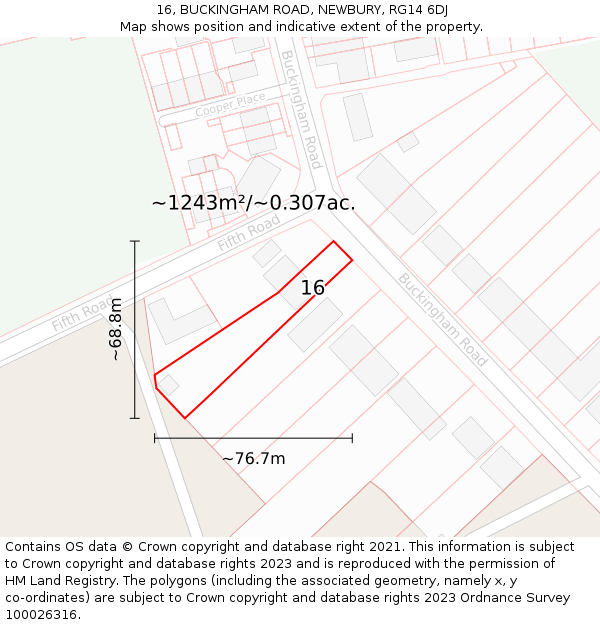 16, BUCKINGHAM ROAD, NEWBURY, RG14 6DJ: Plot and title map
