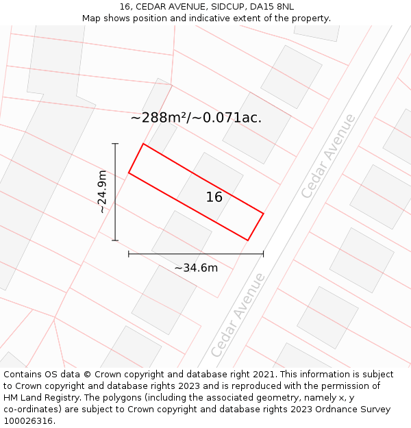 16, CEDAR AVENUE, SIDCUP, DA15 8NL: Plot and title map