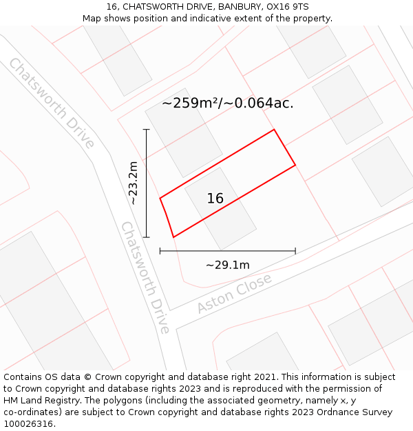 16, CHATSWORTH DRIVE, BANBURY, OX16 9TS: Plot and title map