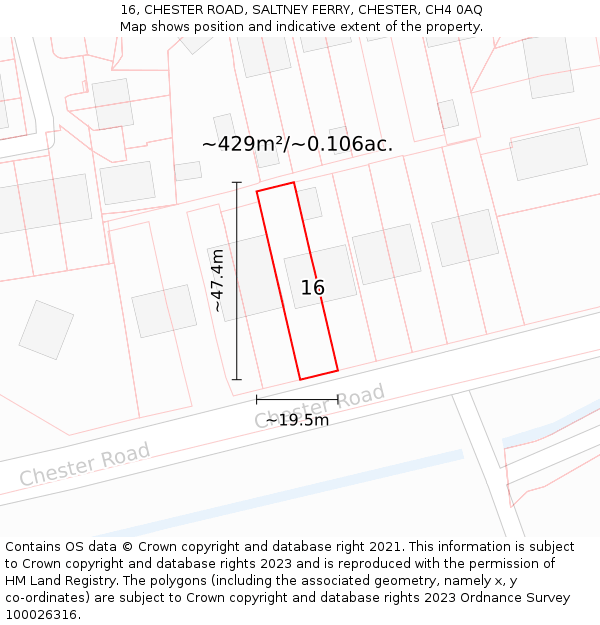 16, CHESTER ROAD, SALTNEY FERRY, CHESTER, CH4 0AQ: Plot and title map