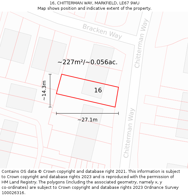 16, CHITTERMAN WAY, MARKFIELD, LE67 9WU: Plot and title map