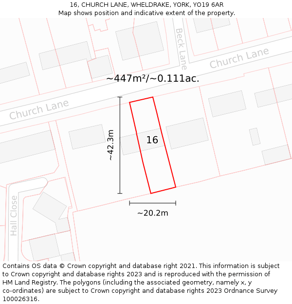 16, CHURCH LANE, WHELDRAKE, YORK, YO19 6AR: Plot and title map