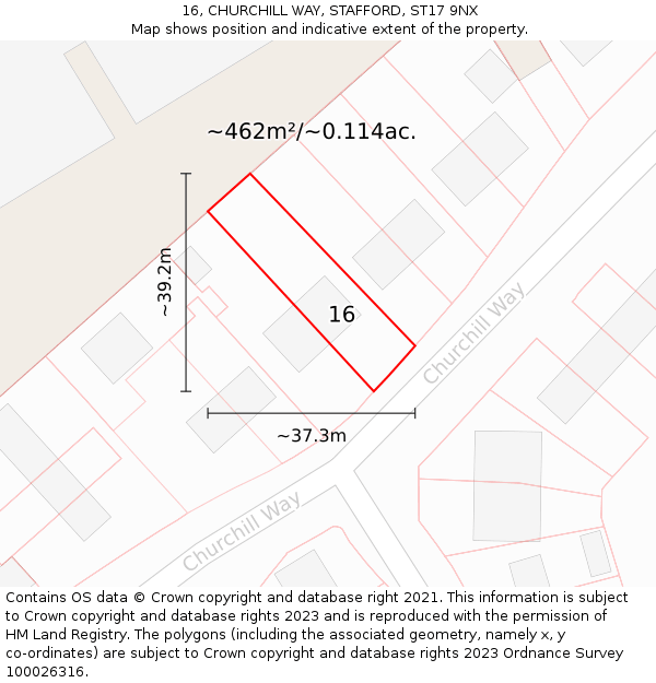 16, CHURCHILL WAY, STAFFORD, ST17 9NX: Plot and title map