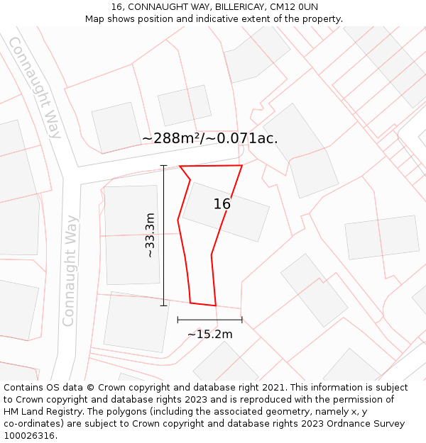 16, CONNAUGHT WAY, BILLERICAY, CM12 0UN: Plot and title map