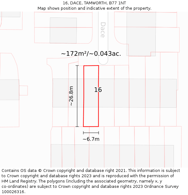 16, DACE, TAMWORTH, B77 1NT: Plot and title map
