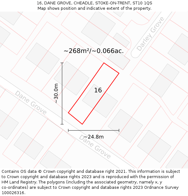 16, DANE GROVE, CHEADLE, STOKE-ON-TRENT, ST10 1QS: Plot and title map