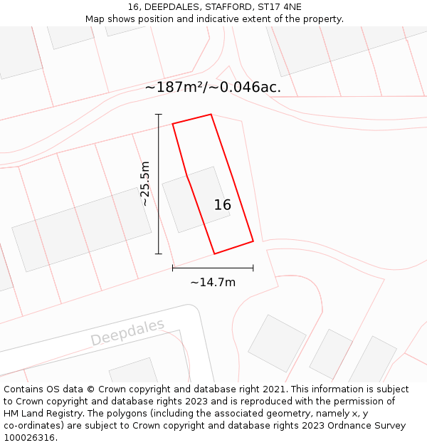 16, DEEPDALES, STAFFORD, ST17 4NE: Plot and title map