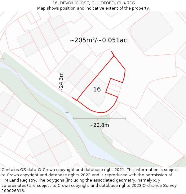 16, DEVOIL CLOSE, GUILDFORD, GU4 7FG: Plot and title map