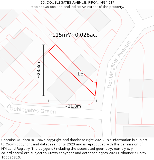 16, DOUBLEGATES AVENUE, RIPON, HG4 2TP: Plot and title map