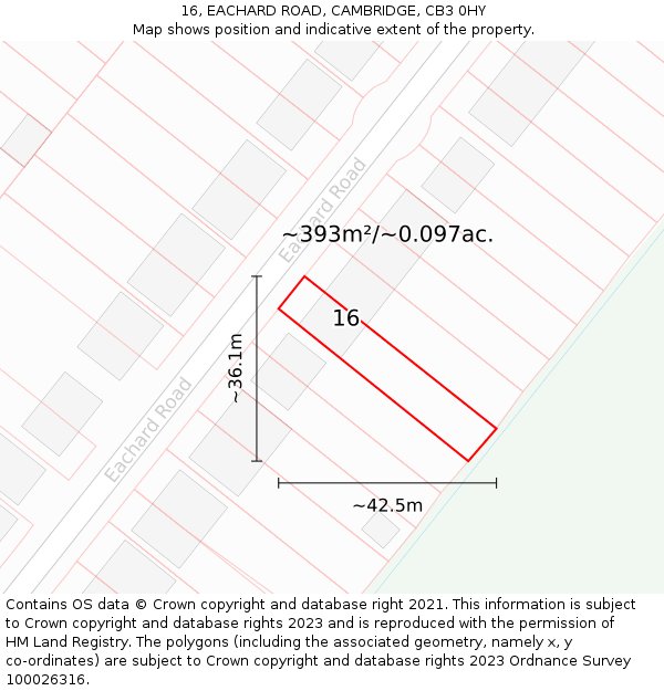 16, EACHARD ROAD, CAMBRIDGE, CB3 0HY: Plot and title map