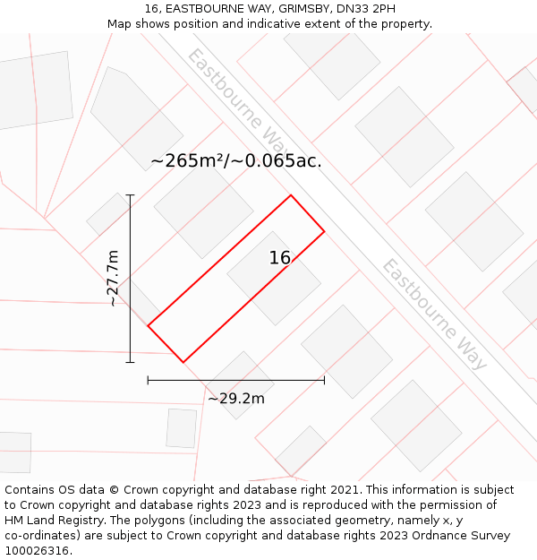 16, EASTBOURNE WAY, GRIMSBY, DN33 2PH: Plot and title map