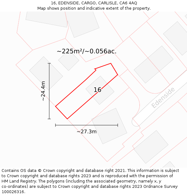 16, EDENSIDE, CARGO, CARLISLE, CA6 4AQ: Plot and title map