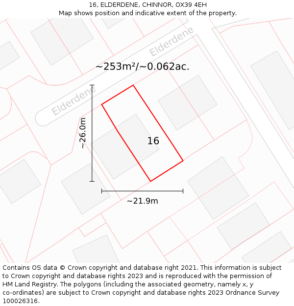 16, ELDERDENE, CHINNOR, OX39 4EH: Plot and title map
