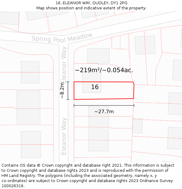 16, ELEANOR WAY, DUDLEY, DY1 2PG: Plot and title map