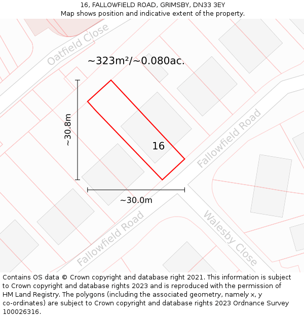 16, FALLOWFIELD ROAD, GRIMSBY, DN33 3EY: Plot and title map