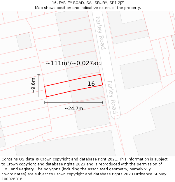 16, FARLEY ROAD, SALISBURY, SP1 2JZ: Plot and title map