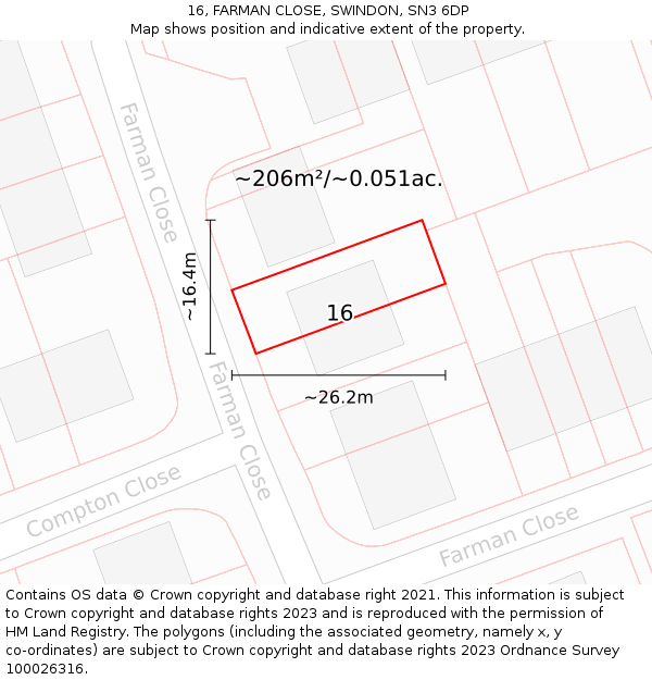 16, FARMAN CLOSE, SWINDON, SN3 6DP: Plot and title map