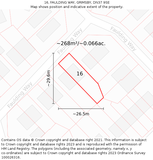 16, FAULDING WAY, GRIMSBY, DN37 9SE: Plot and title map