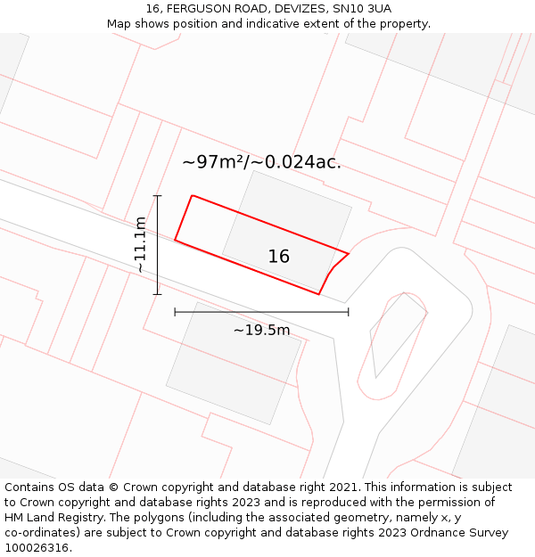 16, FERGUSON ROAD, DEVIZES, SN10 3UA: Plot and title map