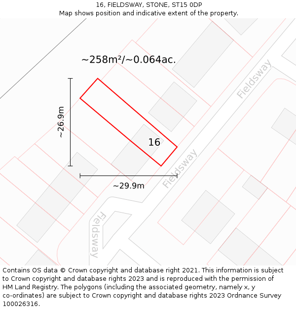 16, FIELDSWAY, STONE, ST15 0DP: Plot and title map