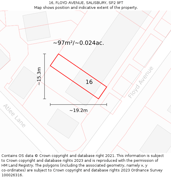 16, FLOYD AVENUE, SALISBURY, SP2 9FT: Plot and title map