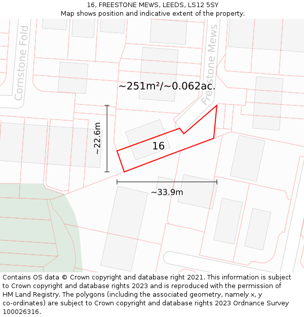 16, FREESTONE MEWS, LEEDS, LS12 5SY: Plot and title map