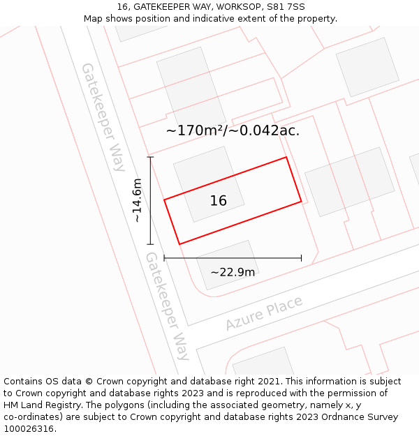 16, GATEKEEPER WAY, WORKSOP, S81 7SS: Plot and title map