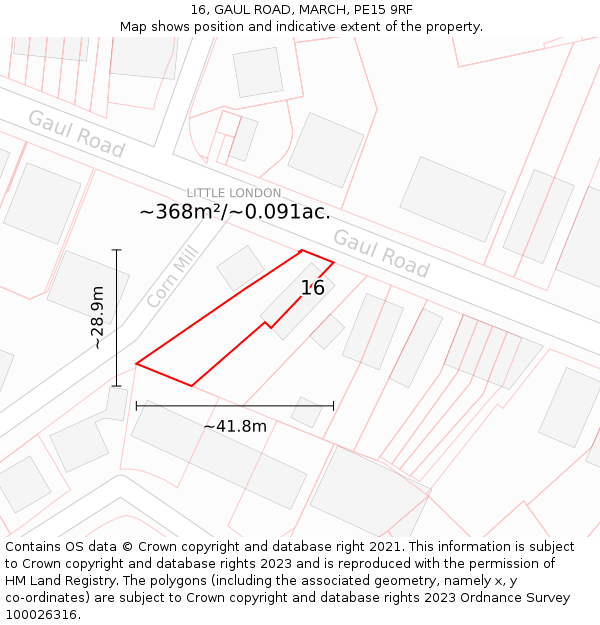 16, GAUL ROAD, MARCH, PE15 9RF: Plot and title map