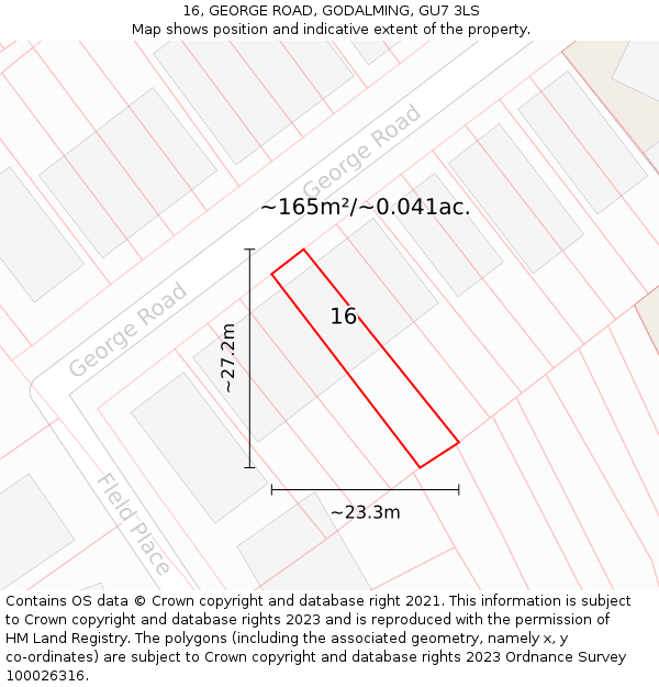 16, GEORGE ROAD, GODALMING, GU7 3LS: Plot and title map