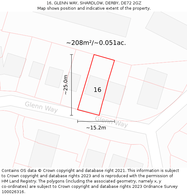 16, GLENN WAY, SHARDLOW, DERBY, DE72 2GZ: Plot and title map