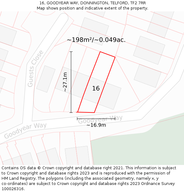 16, GOODYEAR WAY, DONNINGTON, TELFORD, TF2 7RR: Plot and title map