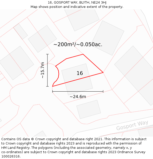 16, GOSPORT WAY, BLYTH, NE24 3HJ: Plot and title map