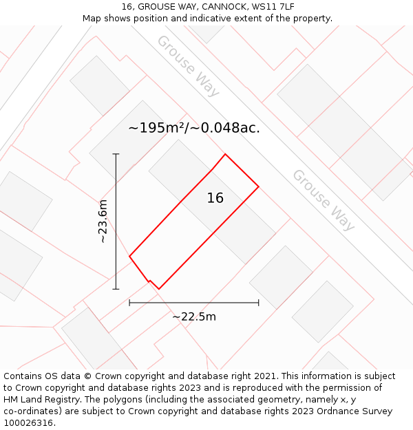 16, GROUSE WAY, CANNOCK, WS11 7LF: Plot and title map