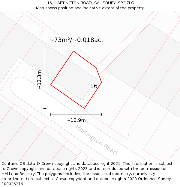 16, HARTINGTON ROAD, SALISBURY, SP2 7LG: Plot and title map