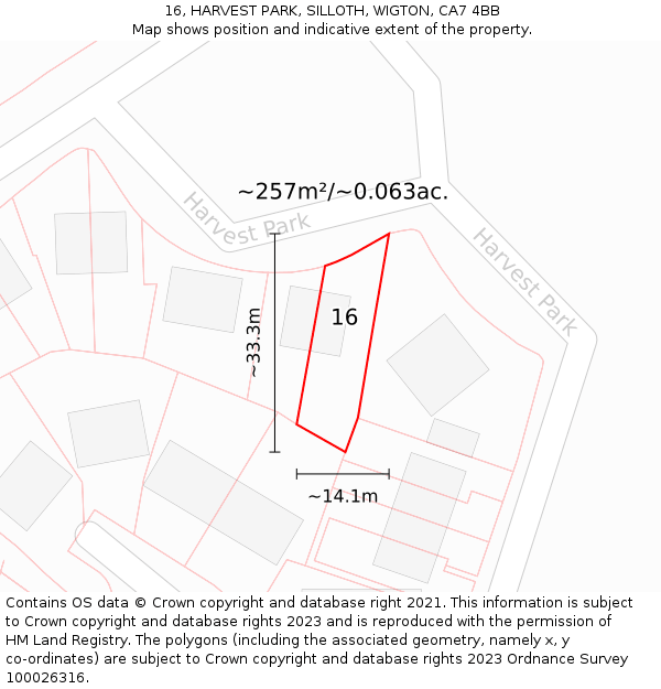 16, HARVEST PARK, SILLOTH, WIGTON, CA7 4BB: Plot and title map