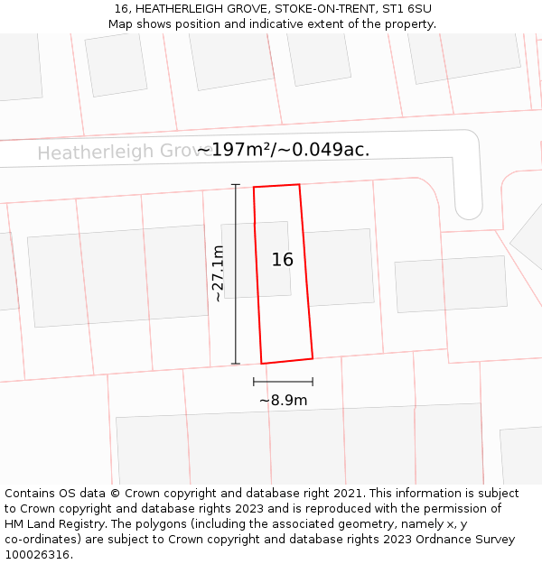 16, HEATHERLEIGH GROVE, STOKE-ON-TRENT, ST1 6SU: Plot and title map