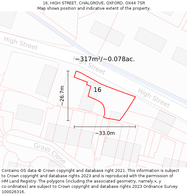 16, HIGH STREET, CHALGROVE, OXFORD, OX44 7SR: Plot and title map