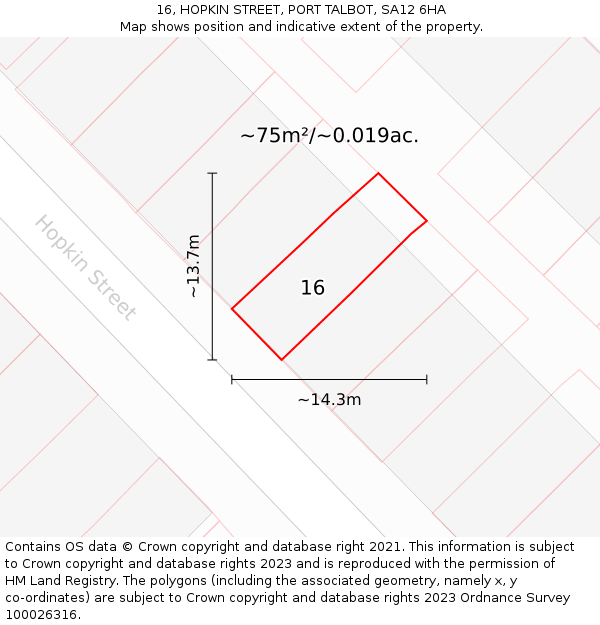 16, HOPKIN STREET, PORT TALBOT, SA12 6HA: Plot and title map