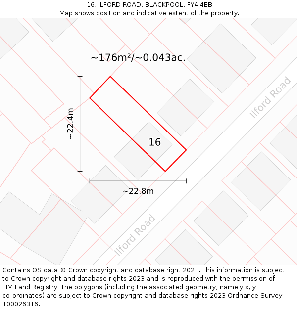 16, ILFORD ROAD, BLACKPOOL, FY4 4EB: Plot and title map