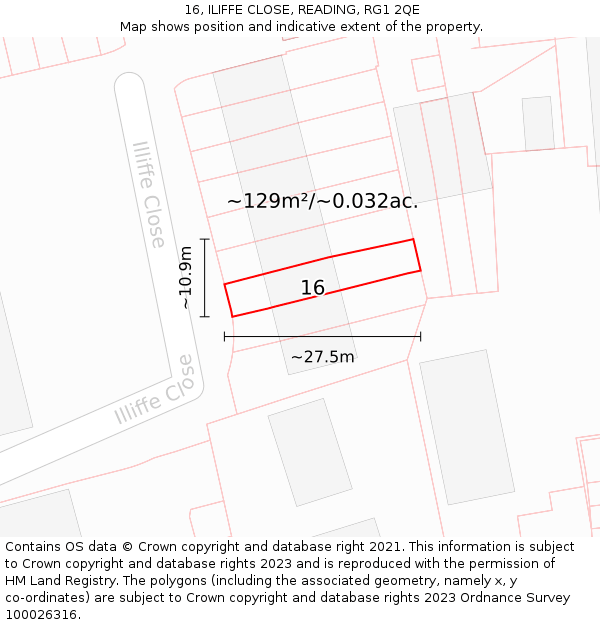 16, ILIFFE CLOSE, READING, RG1 2QE: Plot and title map