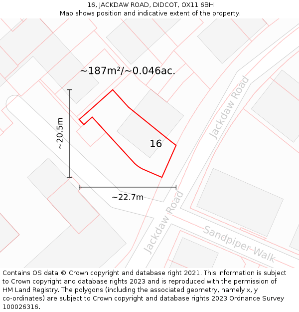 16, JACKDAW ROAD, DIDCOT, OX11 6BH: Plot and title map
